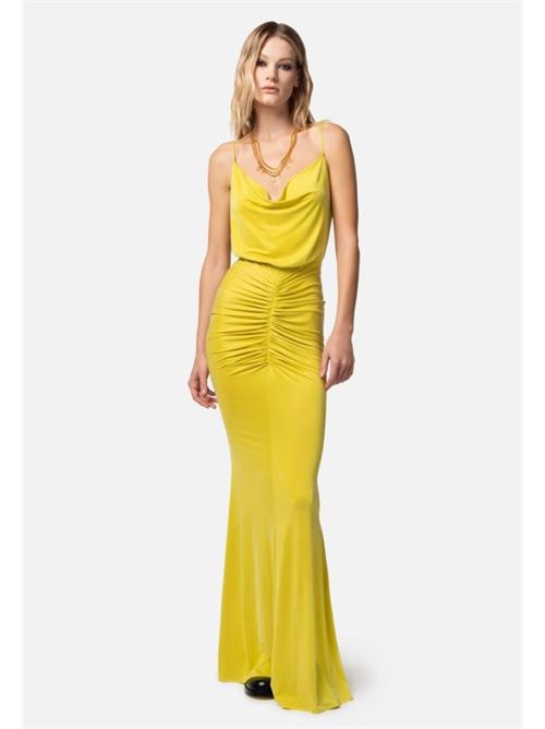 Red carpet dress in draped cupro jersey ELISABETTA FRANCHI | AB62842E2.271